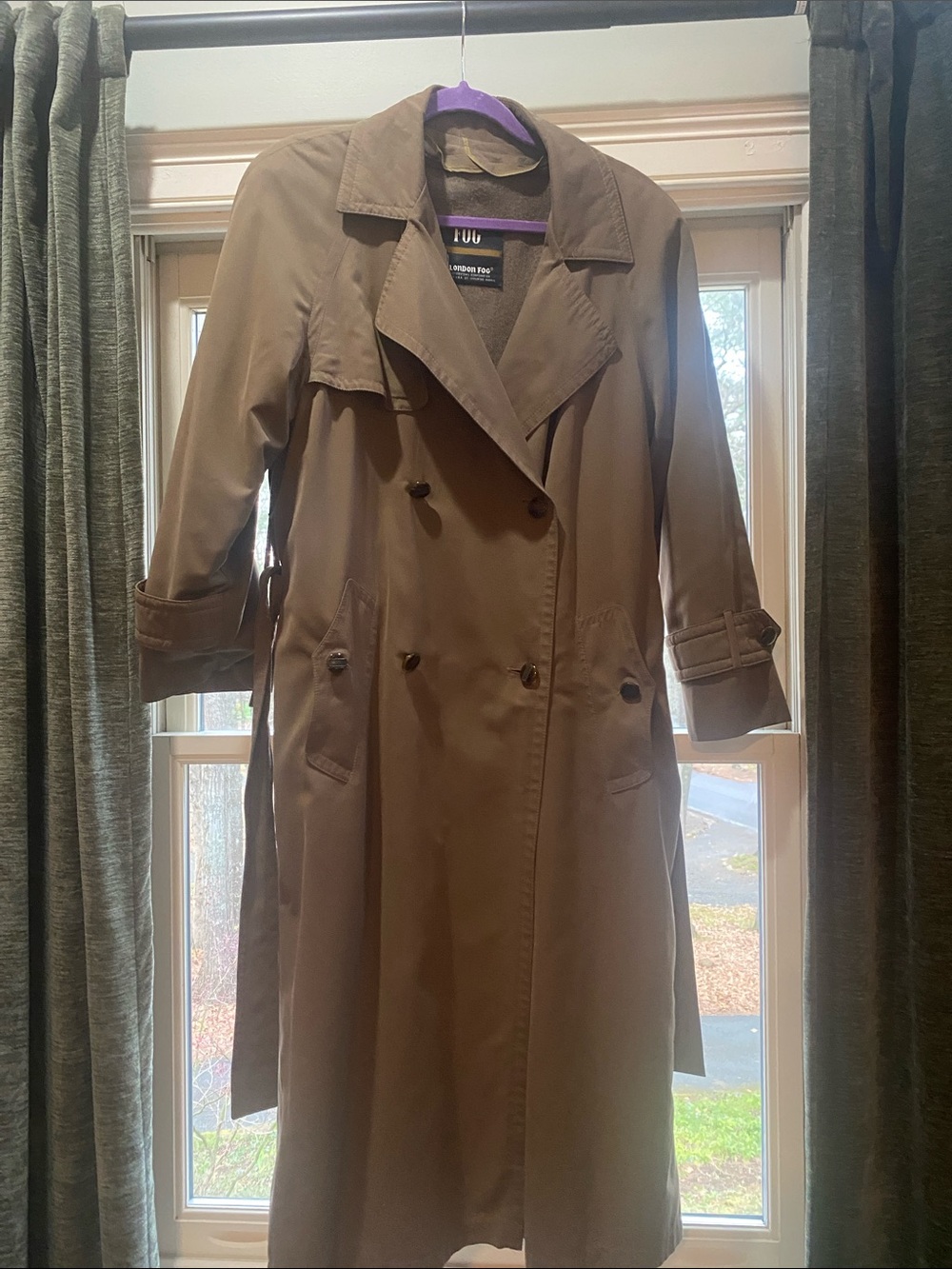 Vintage London Fog Lined Double-Breasted Brown Trench Coat